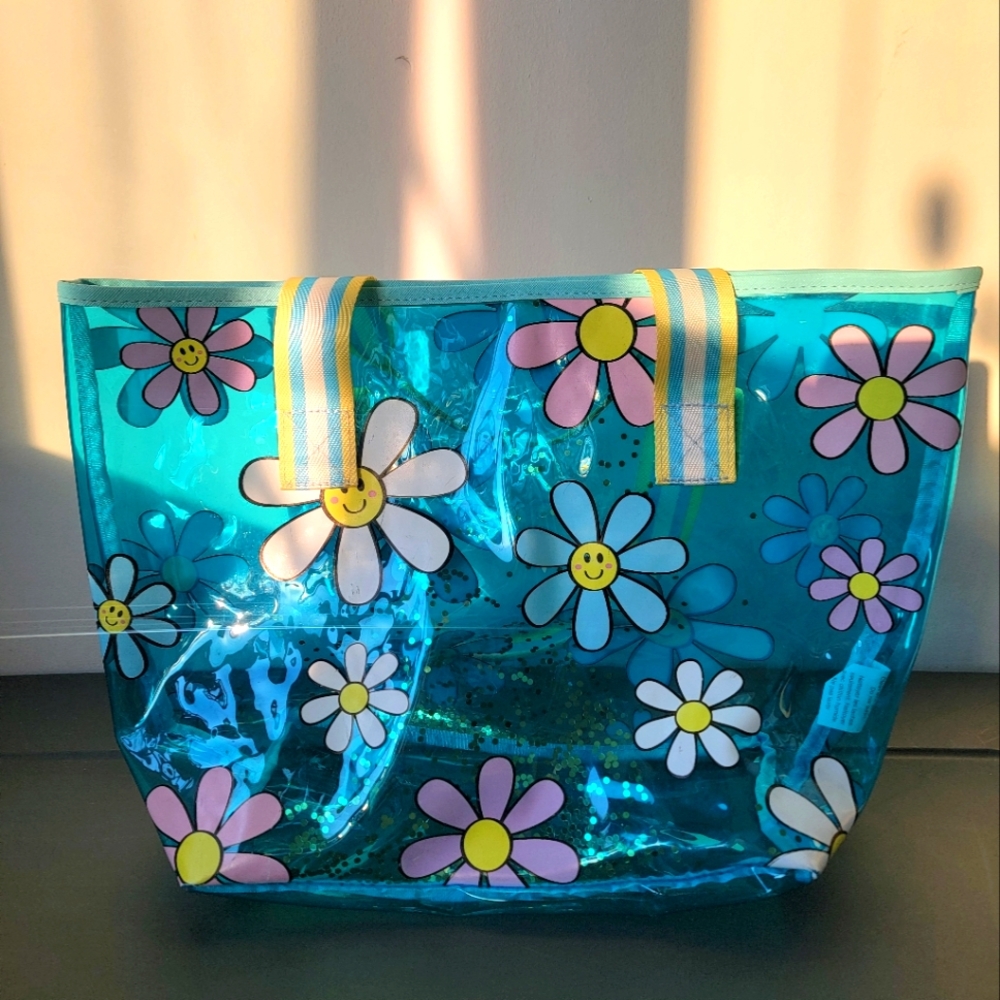 Iscream Transparent Blue Glitter Beach Tote
